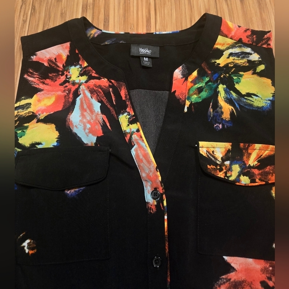 Mossimo Floral Sleeveless Dress - Black with Multicolor Accents - Picture 4 of 8
